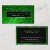 Moderner, mutiger, schwarzer und grüner Glitzer 2 Visitenkarte (Vorne/Hinten)