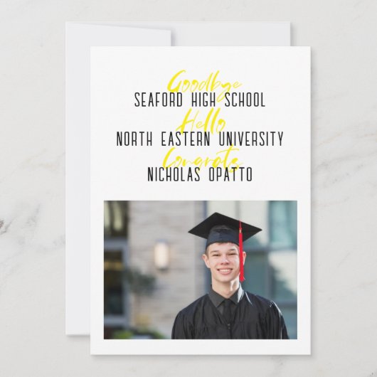 Moderner, mutiger Script Boy High School Abschluss Ankündigung (Vorderseite)