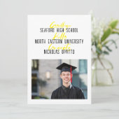 Moderner, mutiger Script Boy High School Abschluss Ankündigung (Stehend Vorderseite)