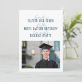 Moderner, mutiger Script Boy High School Abschluss Ankündigung (Stehend Vorderseite)