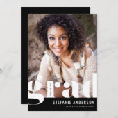 Moderner, mutiger Typografie Black Foto Abschluss Ankündigung (Vorne/Hinten)