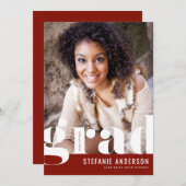 Moderner, mutiger Typografie Roter Foto Abschluss Ankündigung (Vorne/Hinten)