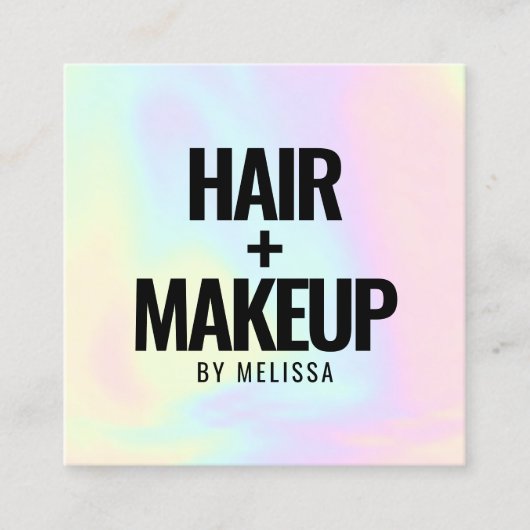 Moderner, mutiger typografischer Holografie-Einhor Quadratische Visitenkarte (Vorderseite)