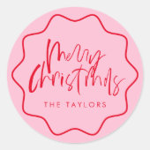 Moderner, mutiger Weihnachtsmann-Umschlag Aufklebe Runder Aufkleber (Vorderseite)