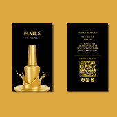Moderner Nagelsalon QR Code Black and Gold Visitenkarte