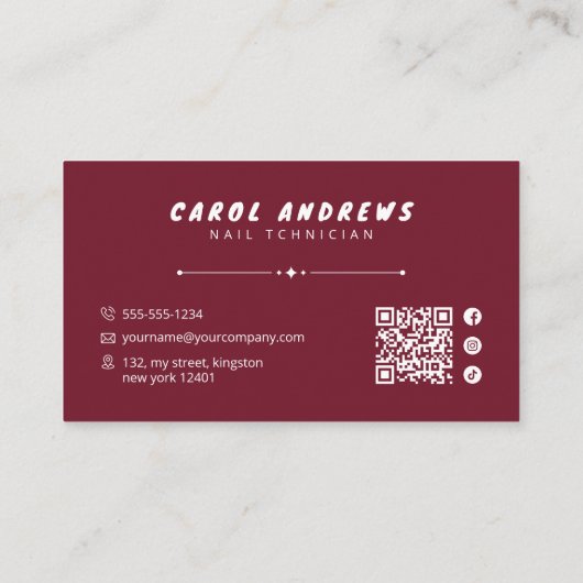Moderner Nageltechniker Nail Art Studio Nail Artis Visitenkarte (Rückseite)