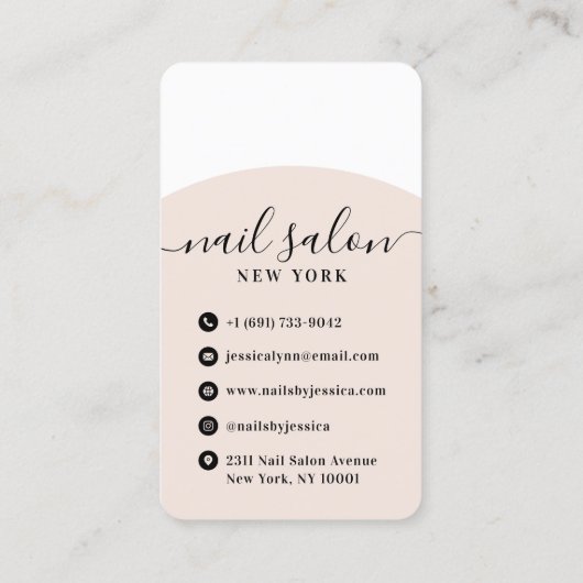 Moderner Nageltechniker stilvoller Script Schönhei Visitenkarte (Rückseite)