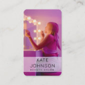 Moderner Nail Beaty Salon Makeup Artist Foto Lila Visitenkarte (Vorderseite)