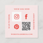 Moderner Nail Salon Business Foto Social & QR Code Quadratische Visitenkarte (Rückseite)