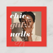 Moderner Nail Salon Business Foto Social & QR Code Quadratische Visitenkarte (Vorderseite)