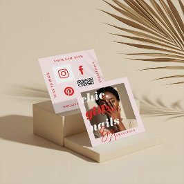 Moderner Nail Salon Business Foto Social & QR Code Quadratische Visitenkarte