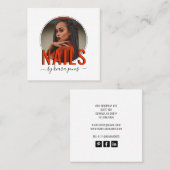 Moderner Nail Salon Foto Script Signature Square B Quadratische Visitenkarte (Vorne/Hinten)