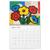 Moderner naiver Blumenkunst-Kalender Kalender (Feb 2027)