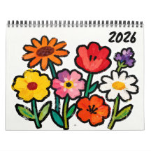 Moderner naiver Blumenkunst-Kalender