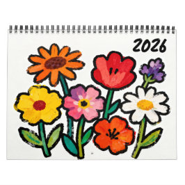 Moderner naiver Blumenkunst-Kalender Kalender