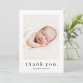 Moderner Name 2 Foto Baby Dankeskarte (Stehend Vorderseite)