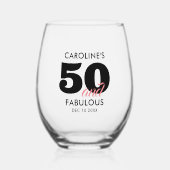 Moderner Name 50. Geburtstag Weinglas Ohne Stiel (Vorderseite)