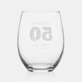 Moderner Name 50. Geburtstag Weinglas Ohne Stiel (Rückseite)