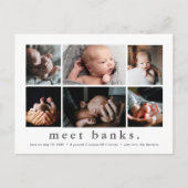 Moderner Name 6 Foto Collage Baby Vielen Dank Postkarte (Vorderseite)