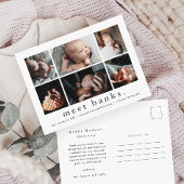 Moderner Name 6 Foto Collage Baby Vielen Dank Postkarte