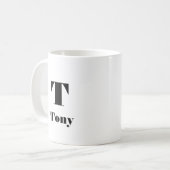 Moderner Name Anfangsbuchstabe Solid Color Schwarz Kaffeetasse (Vorderseite Links)