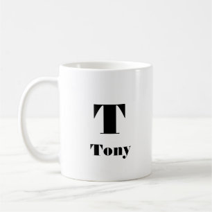 Moderner Name Anfangsbuchstabe Solid Color Schwarz Kaffeetasse
