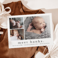 Moderner Name Baby Foto Collage Geburtsankündigung