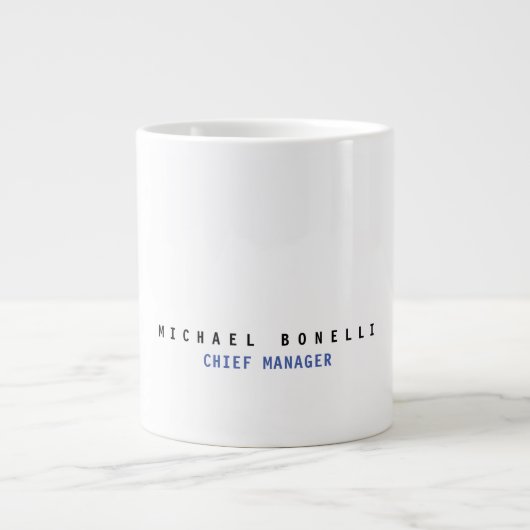 Moderner Name Beruflich Minimalistisch Schlicht Jumbo-Tasse (Vorderseite)