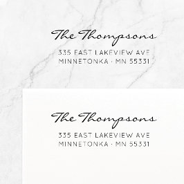 Moderner Name der Skriptfamilie. Rücksendeadresse Permastempel