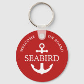 Moderner Name des Ankerbootes Red White Nautic Schlüsselanhänger (Vorderseite)