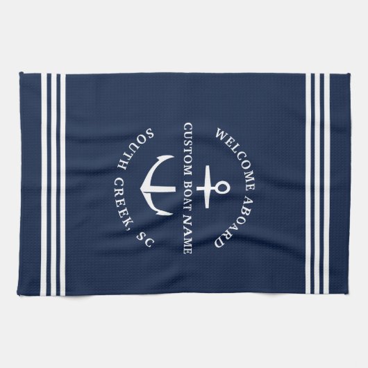 Moderner Name des benutzerdefinierten Schiffes Wil Geschirrtuch (Horizontal)