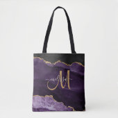 Moderner Name des Lila Glitzer Agate Monogram Tasche (Vorderseite)