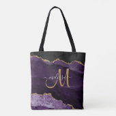 Moderner Name des Lila Glitzer Agate Monogram Tasche (Rückseite)