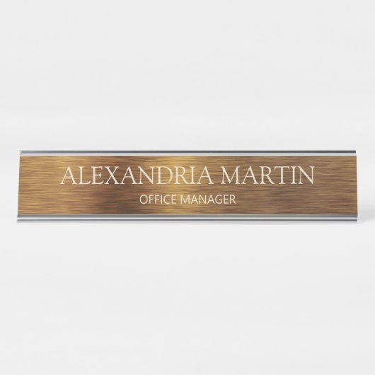 Moderner Name des Metallic Minimal Gold Job Schreibtischnamensplakette (Vorderseite )