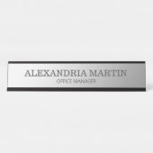 Moderner Name des metallischen Minimalsilber-Auftr Schreibtischnamensplakette (Vorderseite )