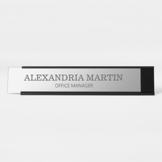 Moderner Name des metallischen Minimalsilber-Auftr Schreibtischnamensplakette (Vorderseite )