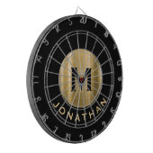 Moderner Name des Schwarz-Bürstengolds Monogram Dartscheibe (Vorderseite Links)