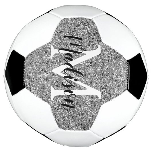 Moderner Name des Silver Glitzer Chic Monogram Fußball (Gedreht)