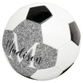 Moderner Name des Silver Glitzer Chic Monogram Fußball (Dreiviertel)
