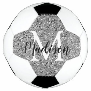 Moderner Name des Silver Glitzer Chic Monogram Fußball