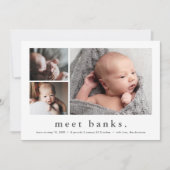Moderner Name Einfach 3 Foto Collage Baby Birth Ankündigung (Vorderseite)