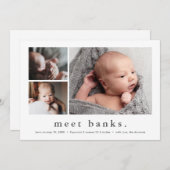 Moderner Name Einfach 3 Foto Collage Baby Birth Ankündigung (Vorne/Hinten)