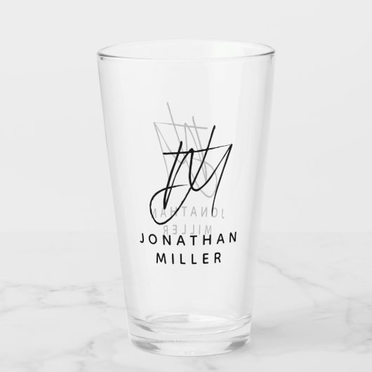 Moderner Name Einfaches Bier Glas (Rückseite)