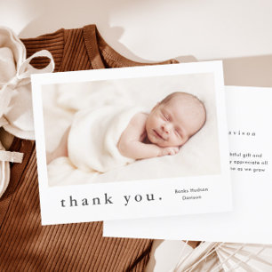 Moderner Name Foto Baby Dankeskarte