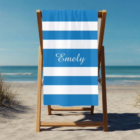 Moderner Name Französischer Blue Strip Pool Strandtuch