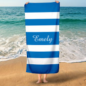 Moderner Name Französischer Blue Strip Pool Strandtuch