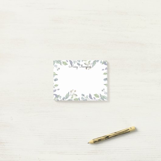 Moderner Name für Blumenschrift Post-it Klebezettel (Auf Schreibtisch)