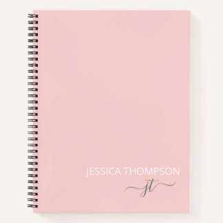 Moderner Name für ein Monogramm mit Blush Pink Notizblock