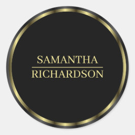 Moderner Name für Schwarz und Gold Runder Aufkleber
