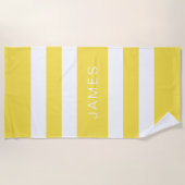Moderner Name Gelb gestreifter Pool Strandtuch (Vorderseite)